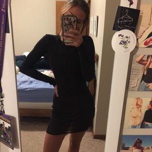 Long sleeve mesh, glittery body con dress